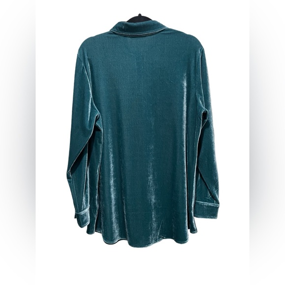 Soft surroundings teal velvet button up boyfriend tunic size large NWT $90 - Picture 3 of 6